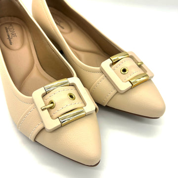 Modare 7340-133 Block Heel Pointy Toe Pump in Cream Napa